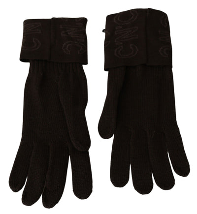 Gants en laine tricotée marron Costume National, taille unique, longueur poignet
