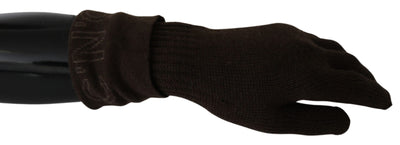 Gants en laine tricotée marron Costume National, taille unique, longueur poignet
