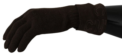 Gants en laine tricotée marron Costume National, taille unique, longueur poignet