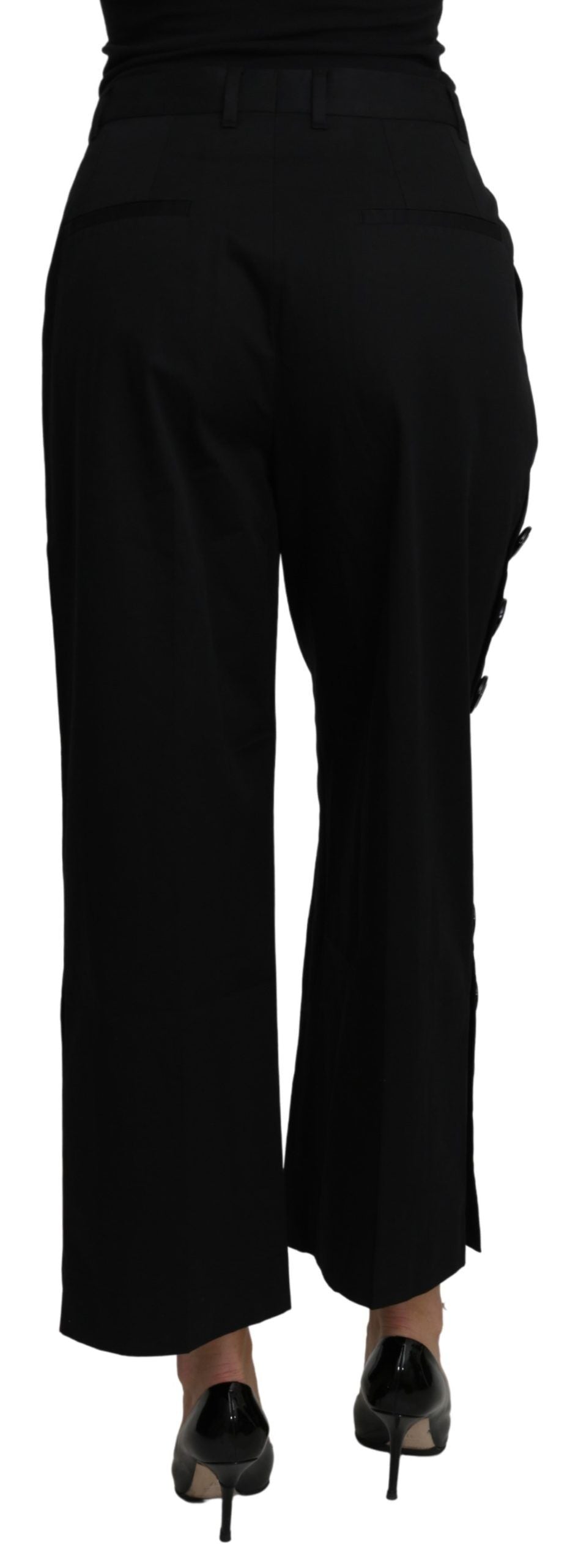 Dolce &amp; Gabbana Zwarte Hoge Taille Cropped Katoenen Stretch Broek