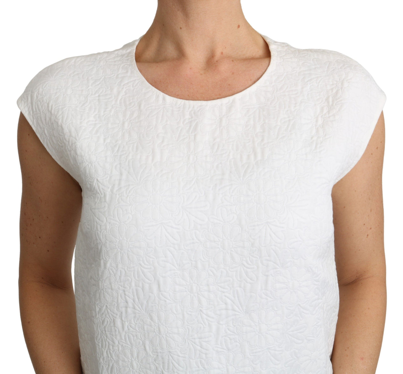 Dolce &amp; Gabbana Witte Bloemenbrokaat Blouse Katoenen Top
