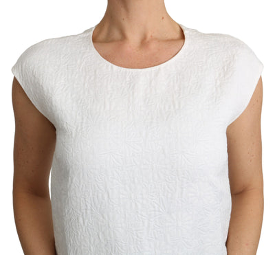 Dolce &amp; Gabbana Witte Bloemenbrokaat Blouse Katoenen Top