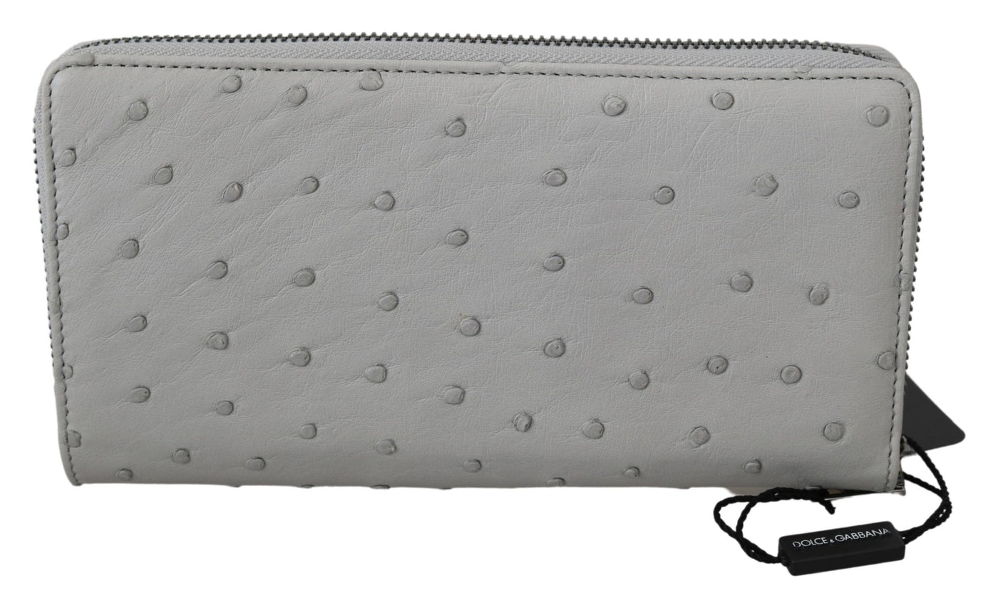 Dolce &amp; Gabbana Continental Clutch Portemonnee van Wit Struisvogelleer voor Heren