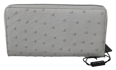 Dolce &amp; Gabbana Continental Clutch Portemonnee van Wit Struisvogelleer voor Heren
