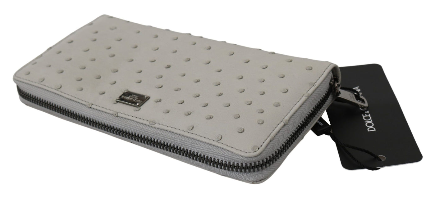 Dolce &amp; Gabbana Continental Clutch Portemonnee van Wit Struisvogelleer voor Heren