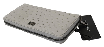 Dolce &amp; Gabbana Continental Clutch Portemonnee van Wit Struisvogelleer voor Heren