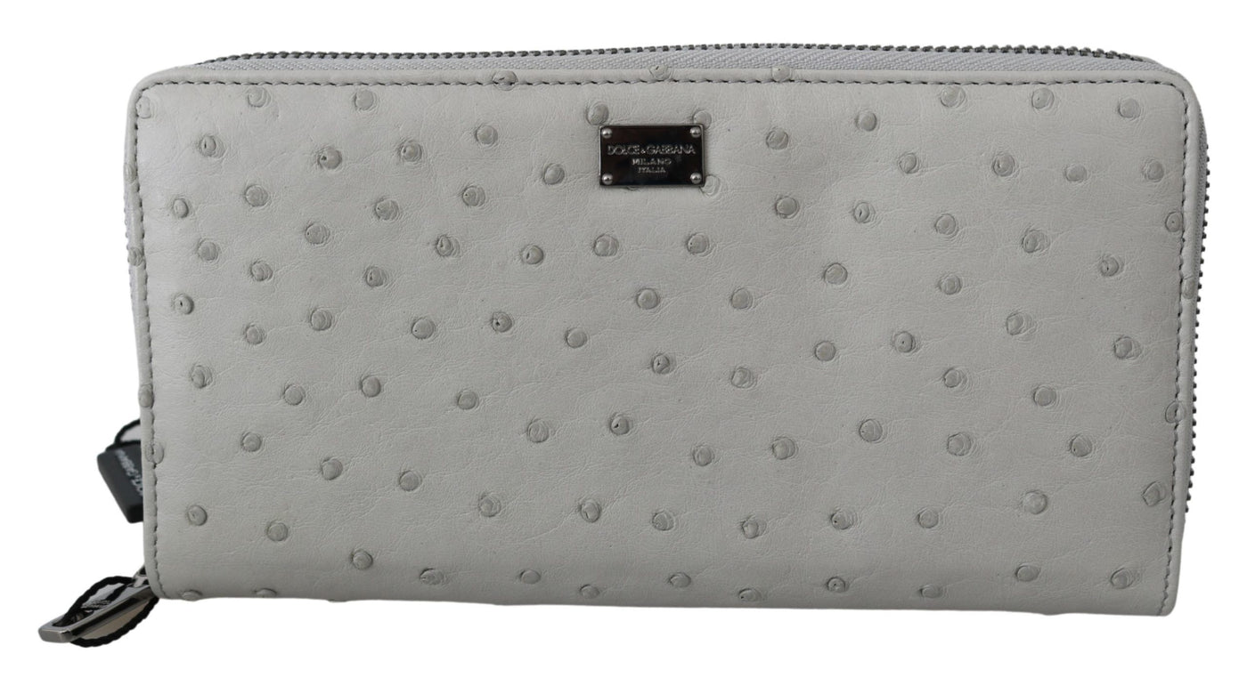 Dolce &amp; Gabbana Continental Clutch Portemonnee van Wit Struisvogelleer voor Heren