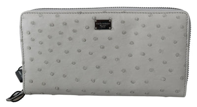 Dolce &amp; Gabbana Continental Clutch Portemonnee van Wit Struisvogelleer voor Heren