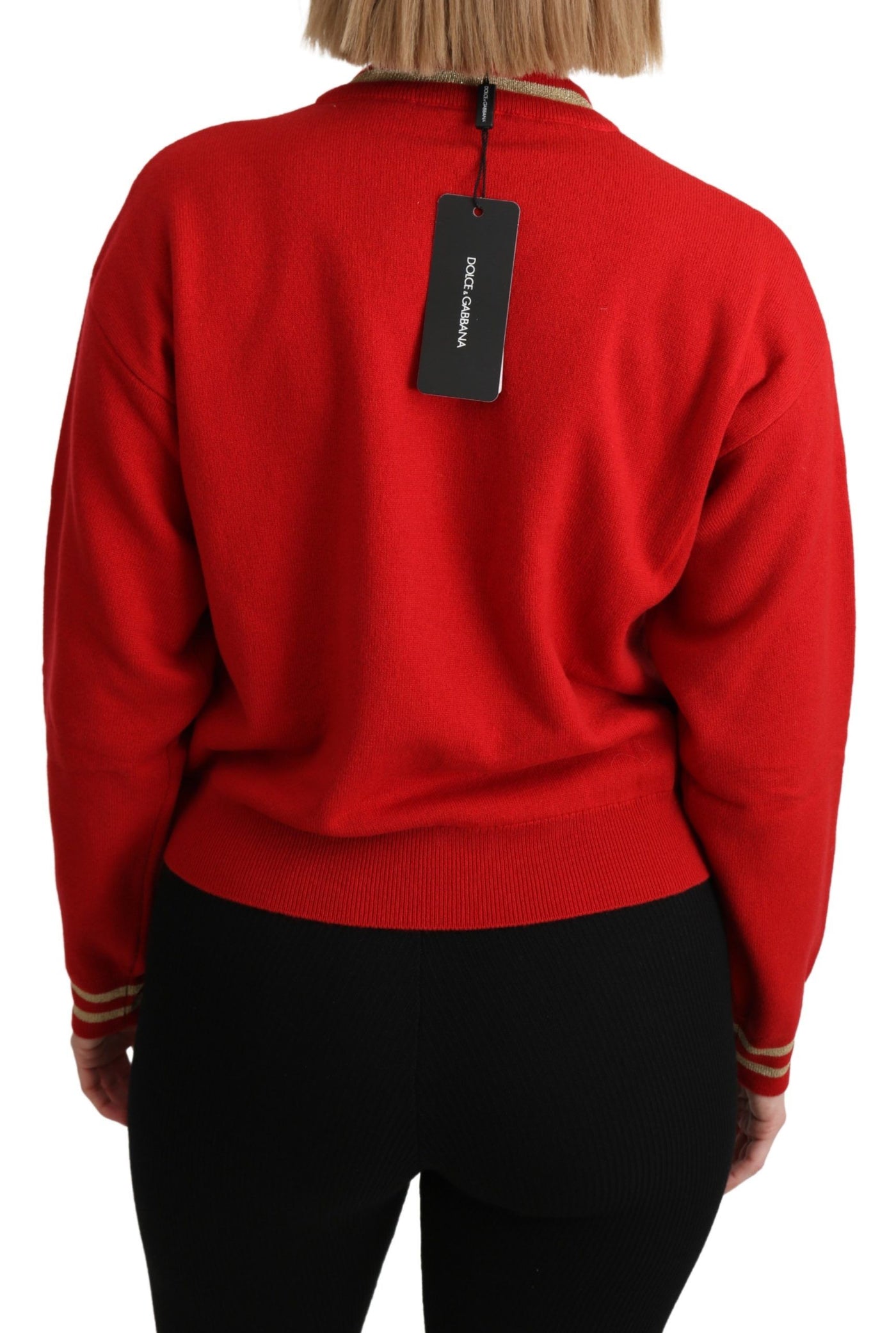 Pull Dolce &amp; Gabbana en cachemire rouge tricoté avec motif dessin animé