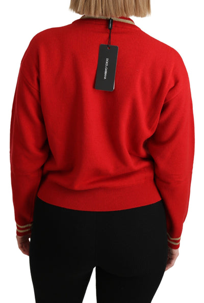 Pull Dolce &amp; Gabbana en cachemire rouge tricoté avec motif dessin animé