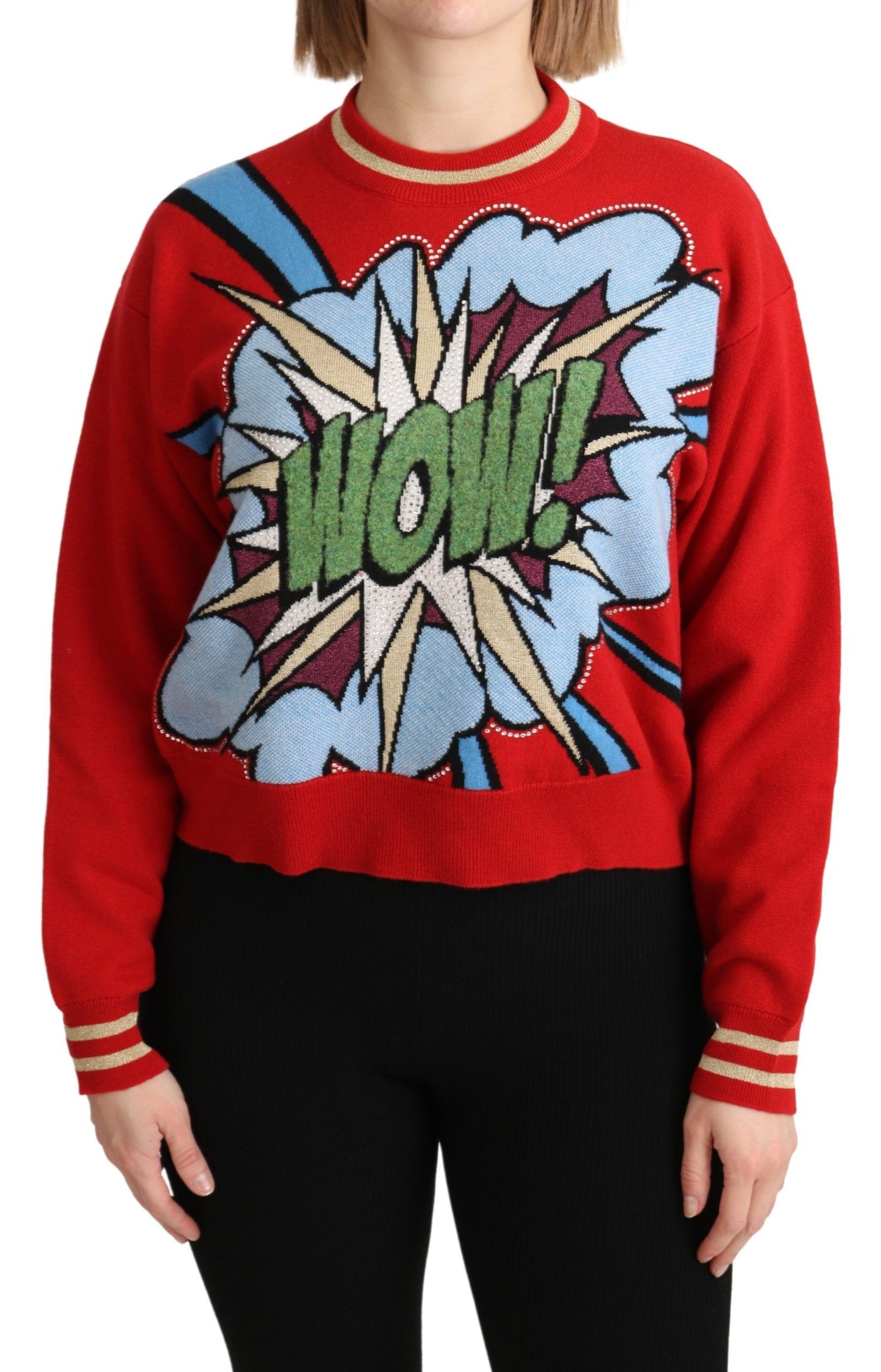 Pull Dolce &amp; Gabbana en cachemire rouge tricoté avec motif dessin animé
