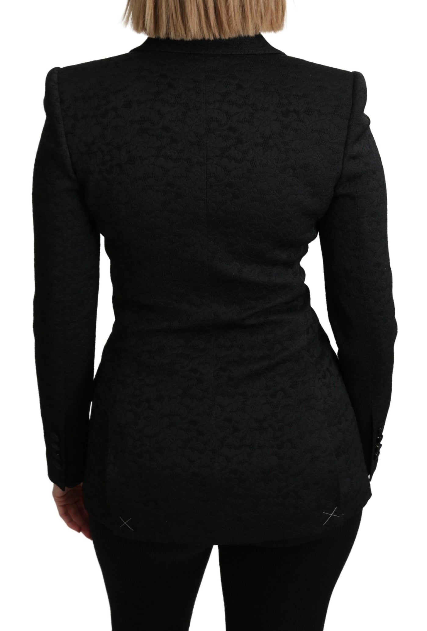 Veste blazer simple boutonnage en brocart noir Dolce &amp; Gabbana