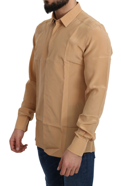 Dolce &amp; Gabbana Geel 100% Zijden GOUD Top Slim Shirt