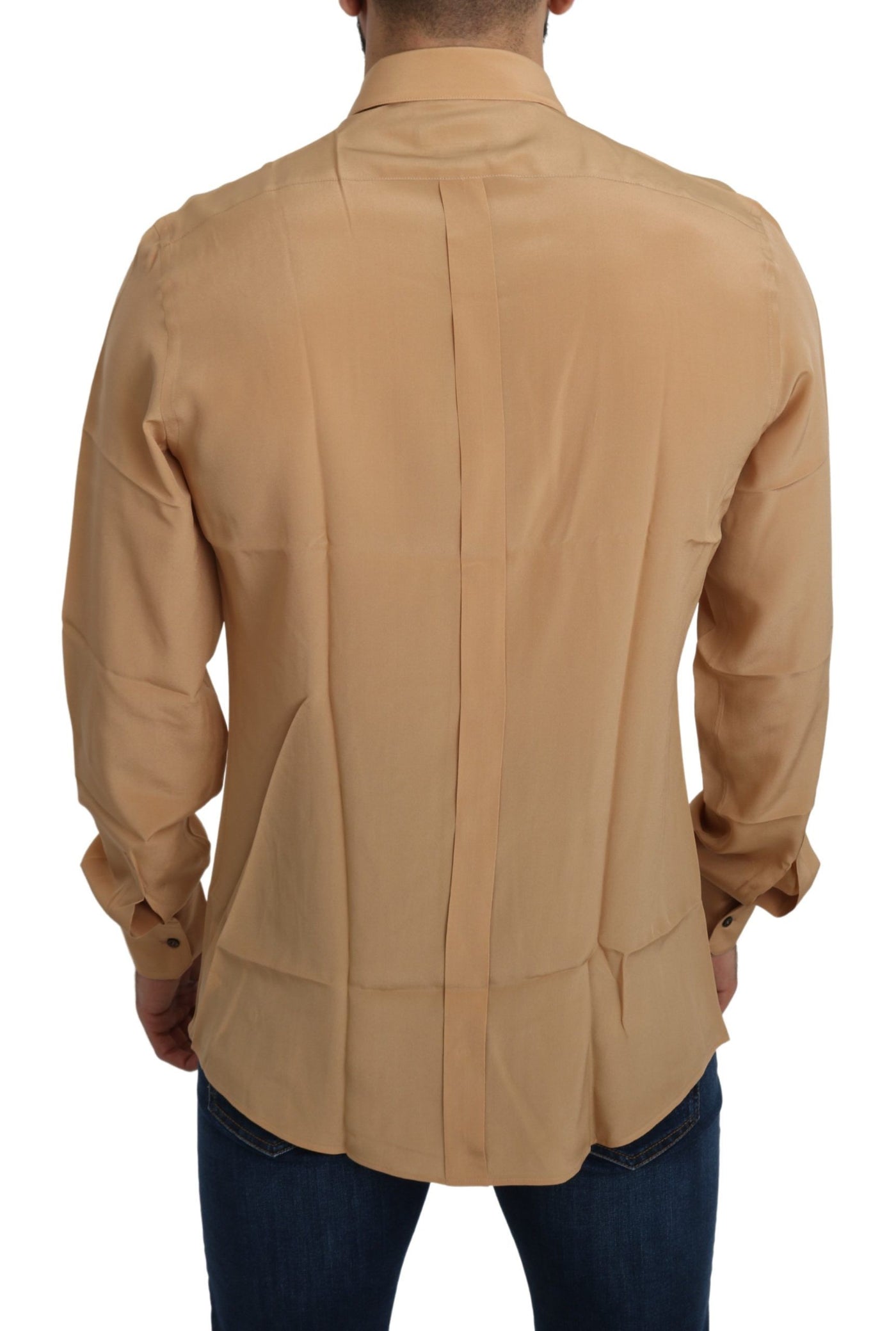 Dolce &amp; Gabbana Geel 100% Zijden GOUD Top Slim Shirt