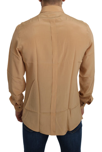 Dolce &amp; Gabbana Geel 100% Zijden GOUD Top Slim Shirt