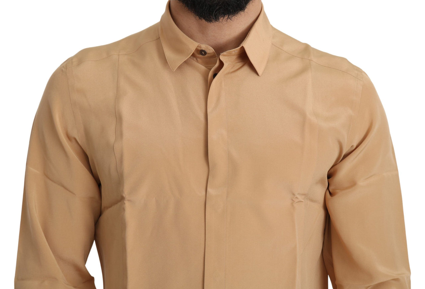 Dolce &amp; Gabbana Geel 100% Zijden GOUD Top Slim Shirt