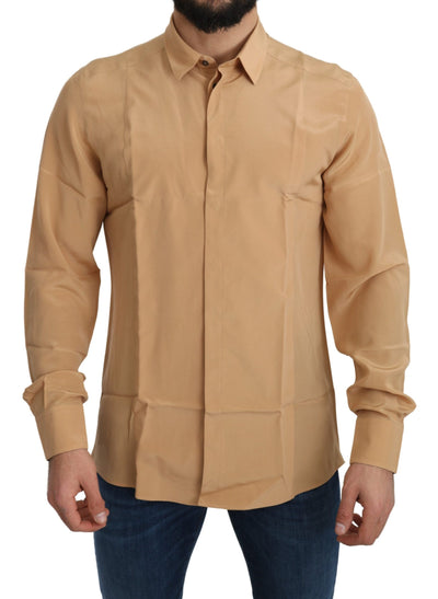 Dolce &amp; Gabbana Geel 100% Zijden GOUD Top Slim Shirt