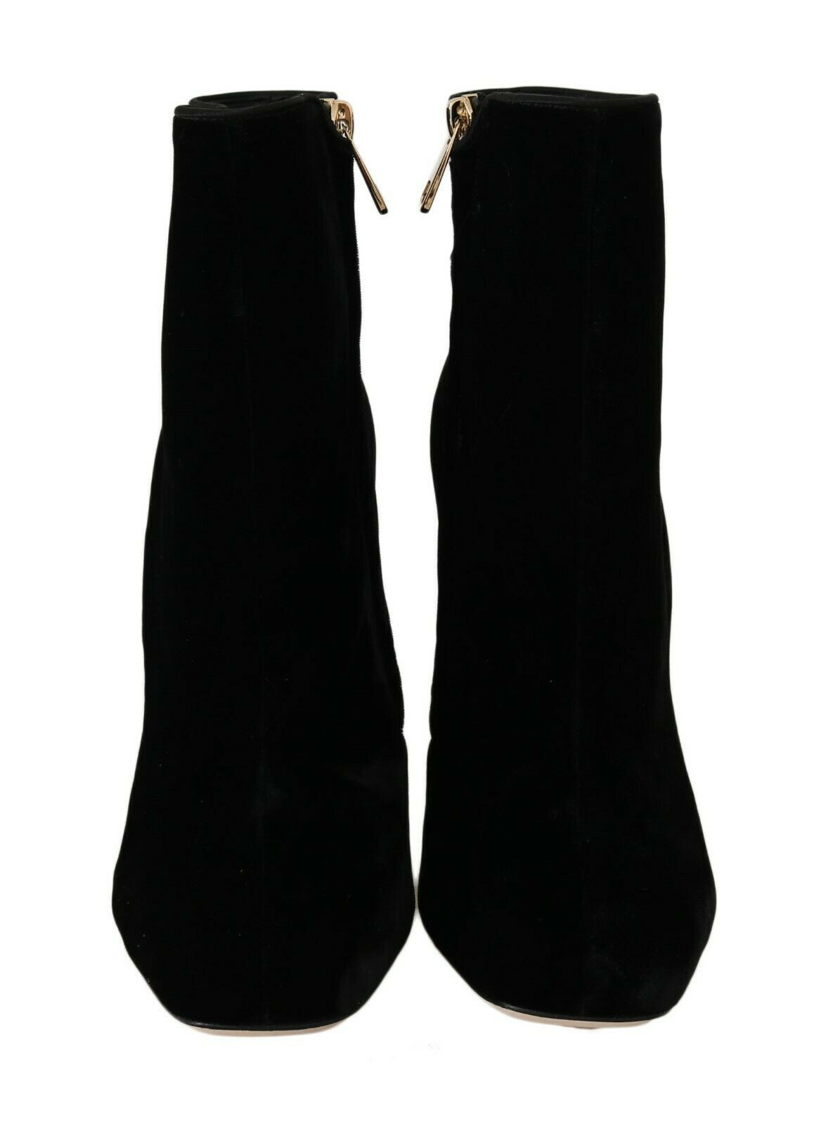 Chaussures à talons carrés en velours noir et cristaux Dolce &amp; Gabbana