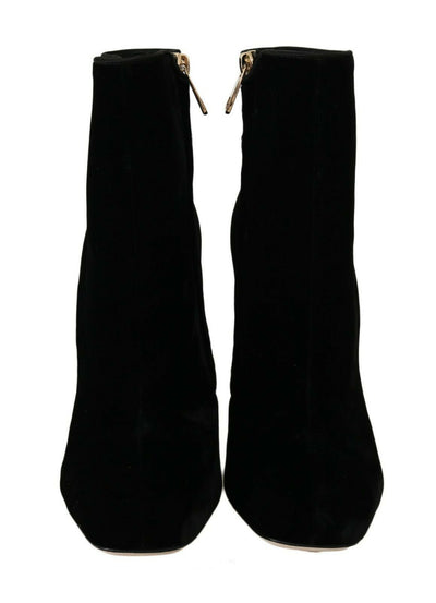 Chaussures à talons carrés en velours noir et cristaux Dolce &amp; Gabbana