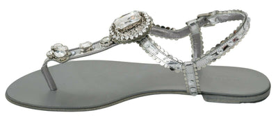 Dolce &amp; Gabbana Zilveren Kristallen Sandalen Slippers Schoenen