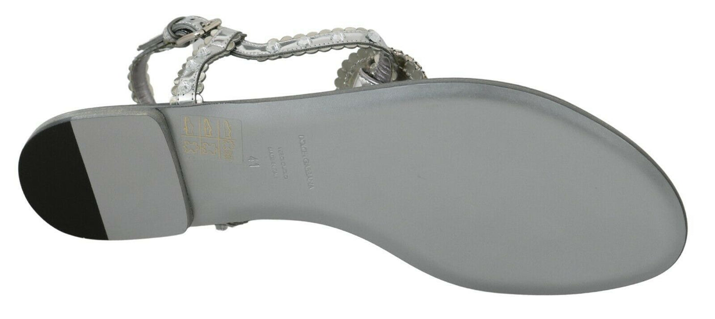 Dolce &amp; Gabbana Zilveren Kristallen Sandalen Slippers Schoenen
