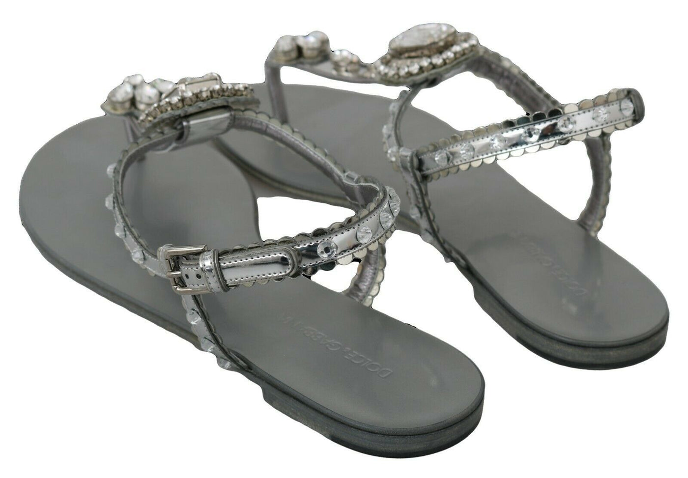 Dolce &amp; Gabbana Zilveren Kristallen Sandalen Slippers Schoenen