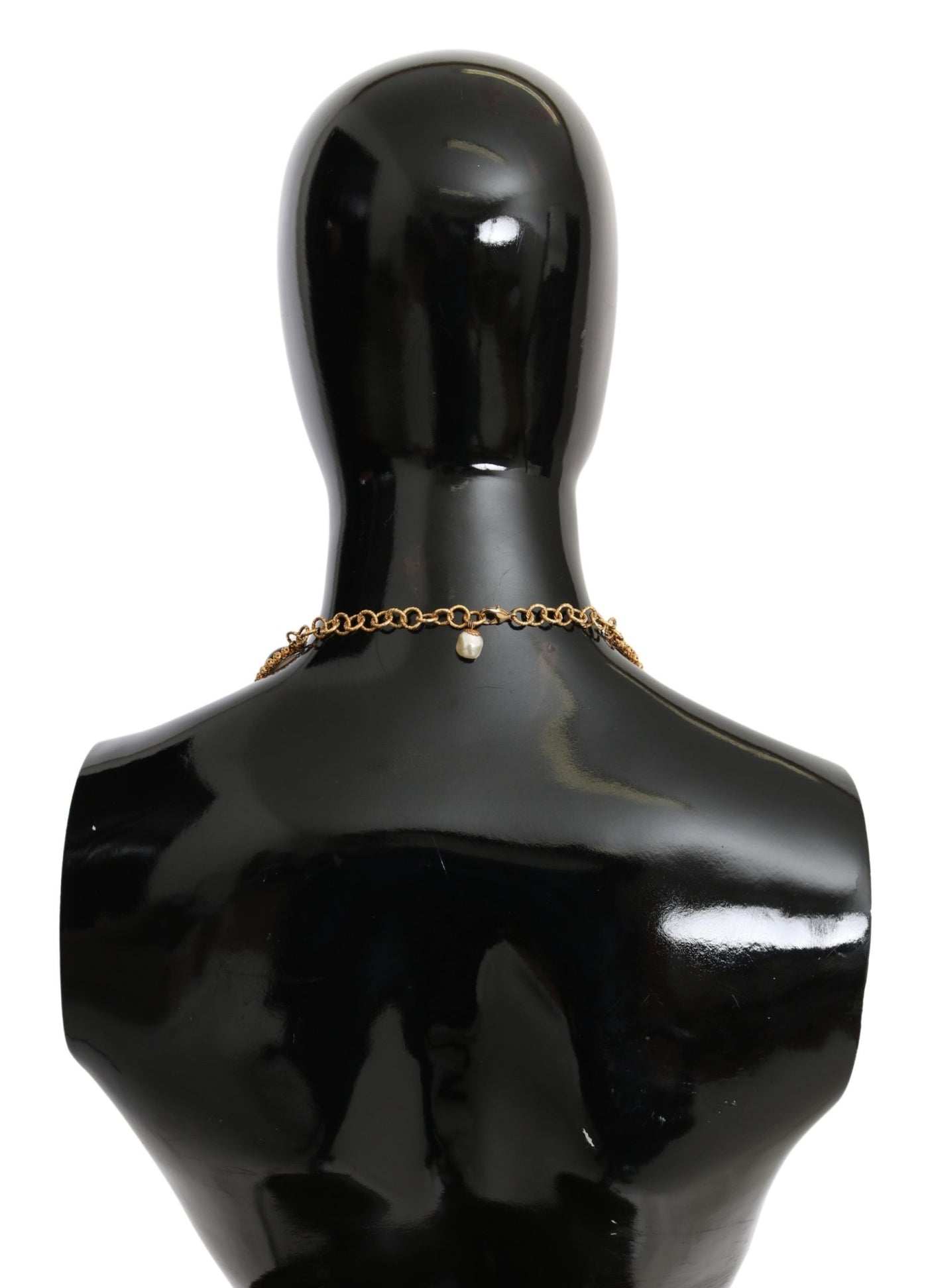 Dolce &amp; Gabbana Rode Paarse Kristallen Bloemenketting Statement Gouden Messing Ketting
