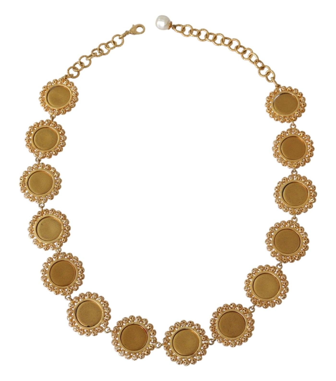Dolce &amp; Gabbana Rode Paarse Kristallen Bloemenketting Statement Gouden Messing Ketting