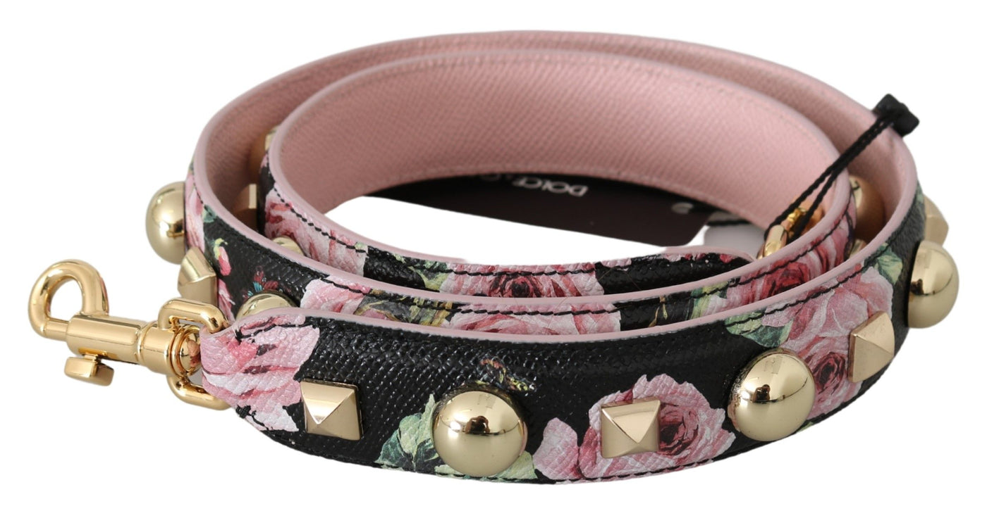 Bandoulière à clous en cuir à fleurs roses Dolce &amp; Gabbana
