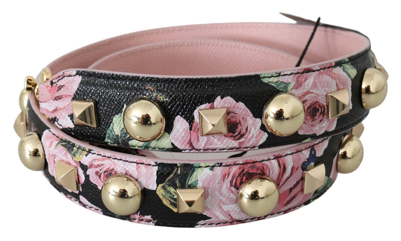 Bandoulière à clous en cuir à fleurs roses Dolce &amp; Gabbana