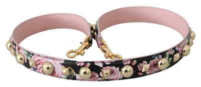 Bandoulière à clous en cuir à fleurs roses Dolce &amp; Gabbana