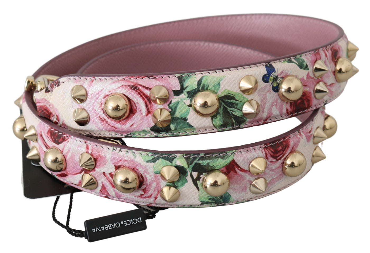 Bandoulière à clous en cuir à fleurs roses Dolce &amp; Gabbana