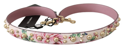 Bandoulière à clous en cuir à fleurs roses Dolce &amp; Gabbana