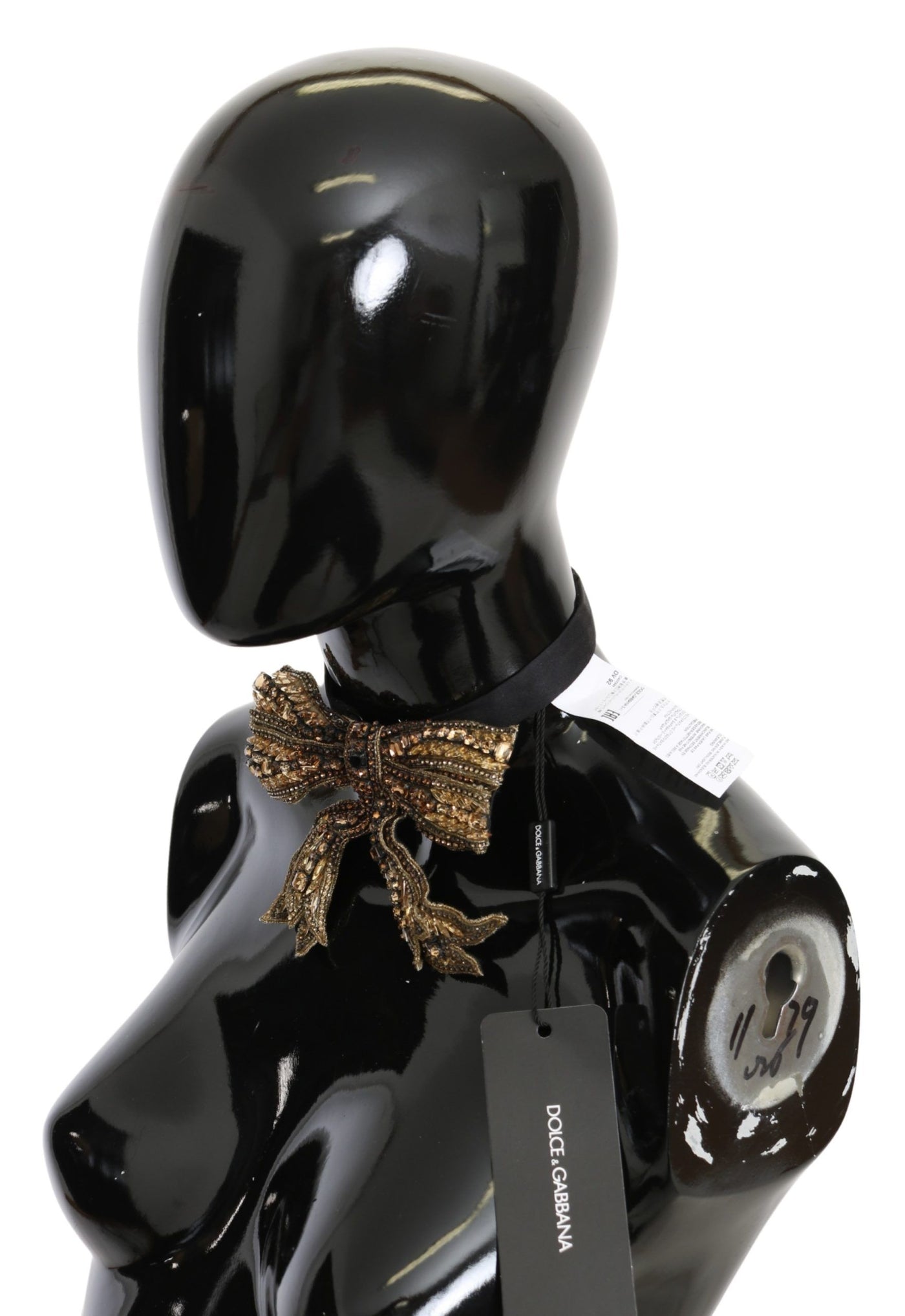 Dolce &amp; Gabbana Catwalk-ketting van 100% zijde met gouden kristallen kralen en pailletten