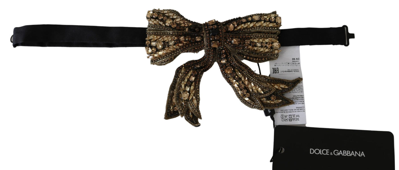 Dolce &amp; Gabbana Catwalk-ketting van 100% zijde met gouden kristallen kralen en pailletten