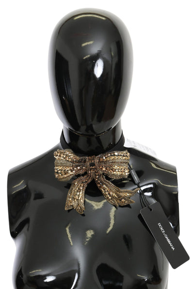 Dolce &amp; Gabbana Catwalk-ketting van 100% zijde met gouden kristallen kralen en pailletten