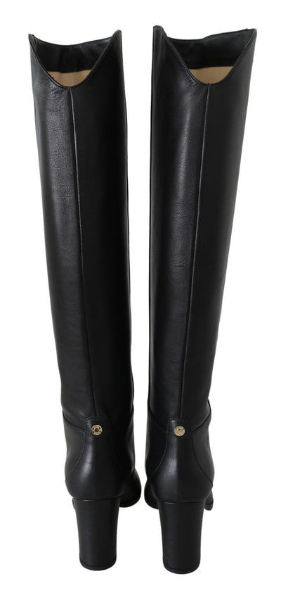 Jimmy Choo Élégantes bottes à talons en cuir de veau noir