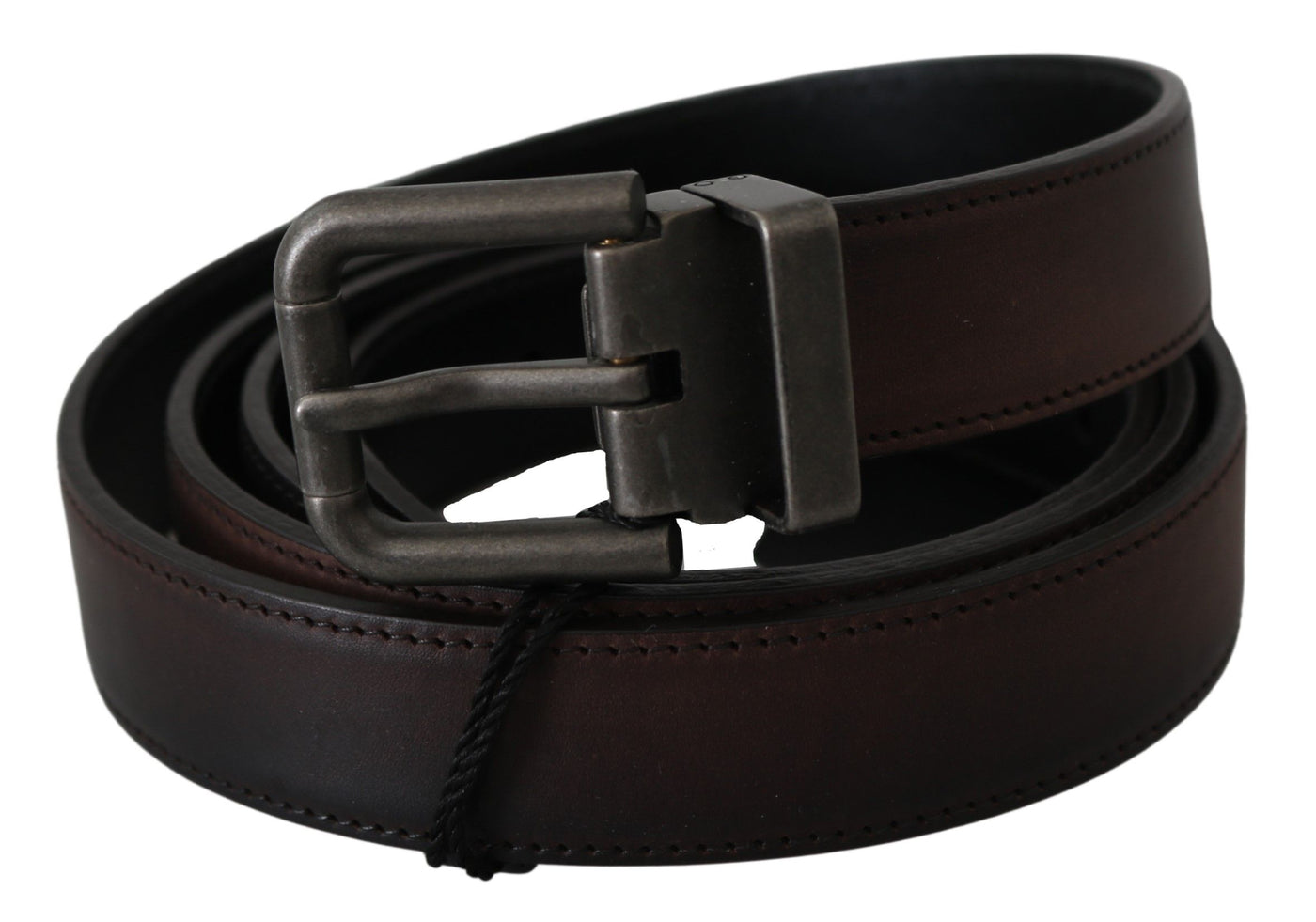Dolce &amp; Gabbana effen bruine leren riem met grijze gesp