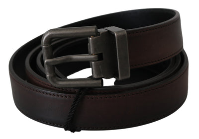 Dolce &amp; Gabbana effen bruine leren riem met grijze gesp