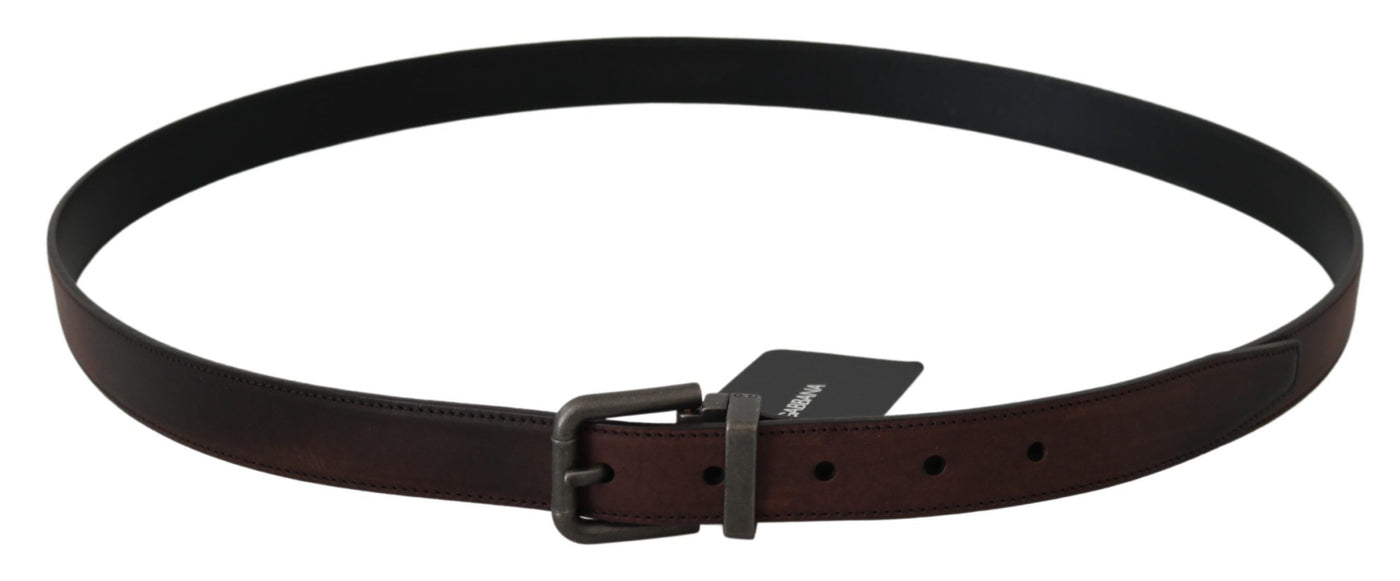Dolce &amp; Gabbana effen bruine leren riem met grijze gesp