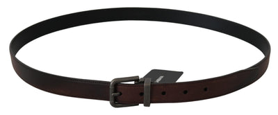 Dolce &amp; Gabbana effen bruine leren riem met grijze gesp
