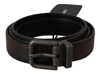 Dolce &amp; Gabbana effen bruine leren riem met grijze gesp