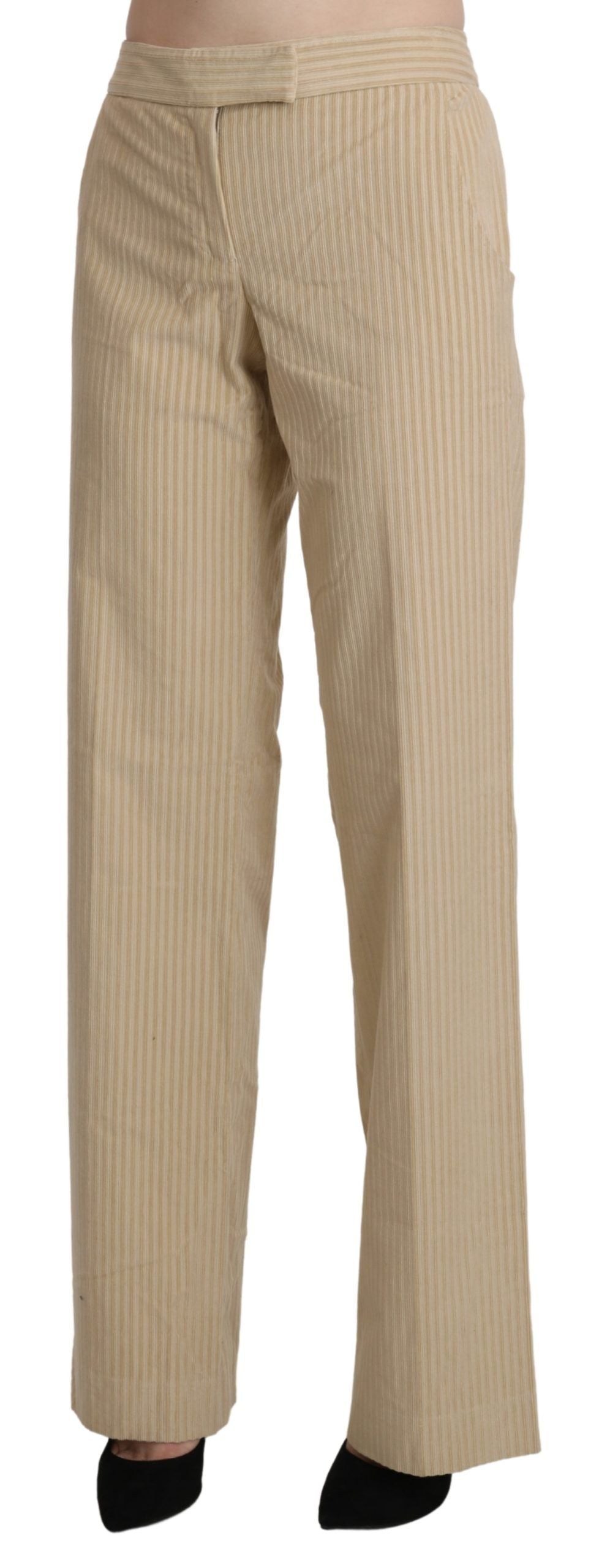 Pantalon large évasé taille haute beige Ermanno Scervino