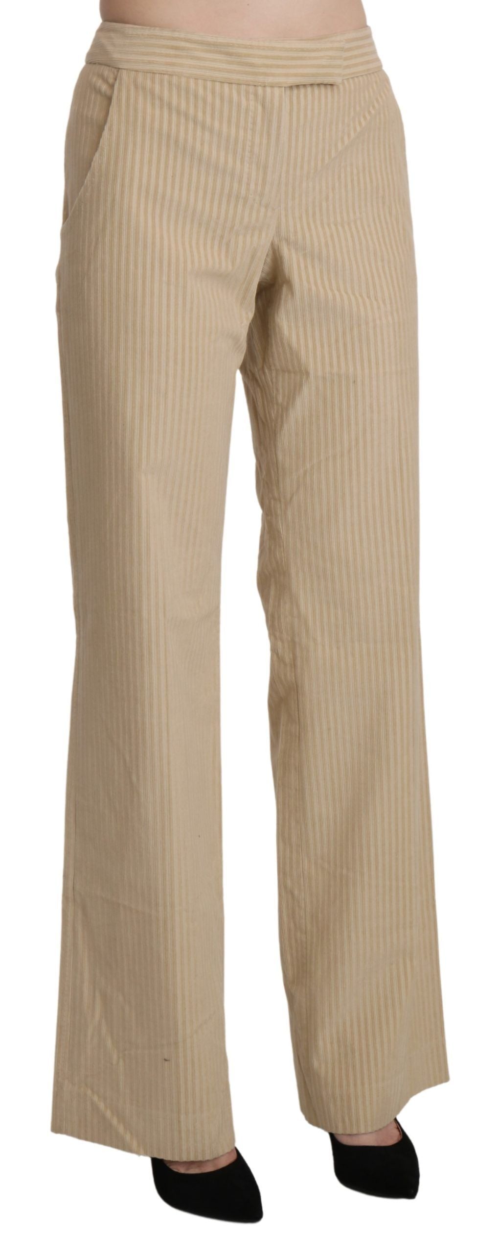 Pantalon large évasé taille haute beige Ermanno Scervino