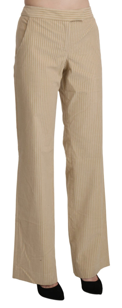 Pantalon large évasé taille haute beige Ermanno Scervino