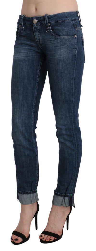 Pantalon skinny taille basse délavé bleu Acht