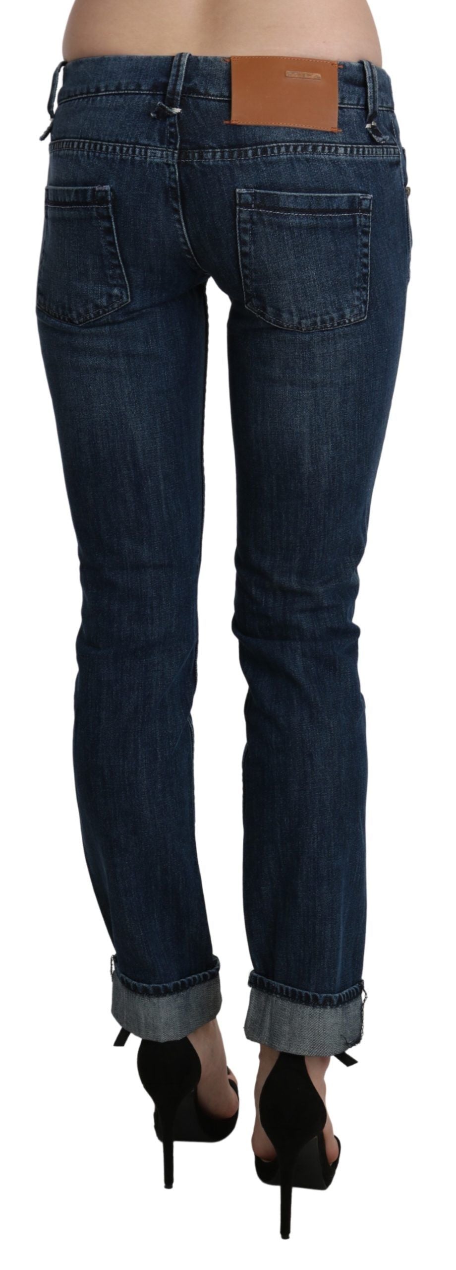 Pantalon skinny taille basse délavé bleu Acht