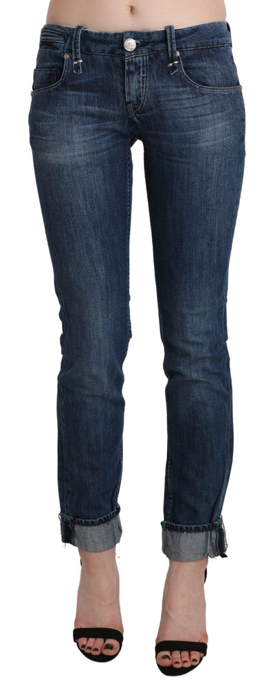 Pantalon skinny taille basse délavé bleu Acht