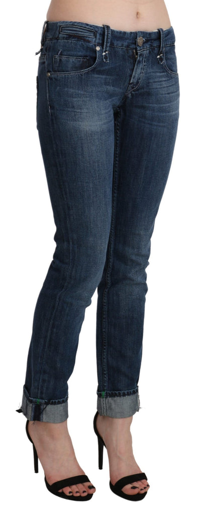 Pantalon skinny taille basse délavé bleu Acht