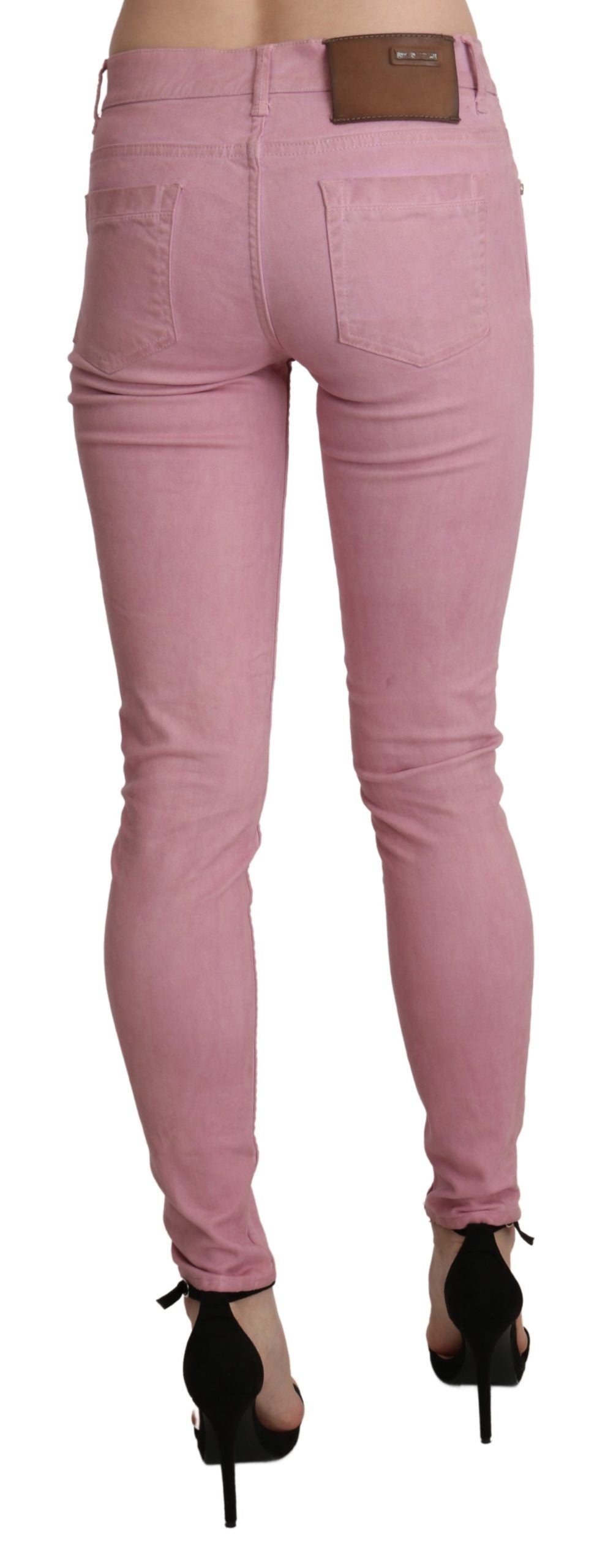 Pantalon skinny en denim extensible rose Acht taille moyenne